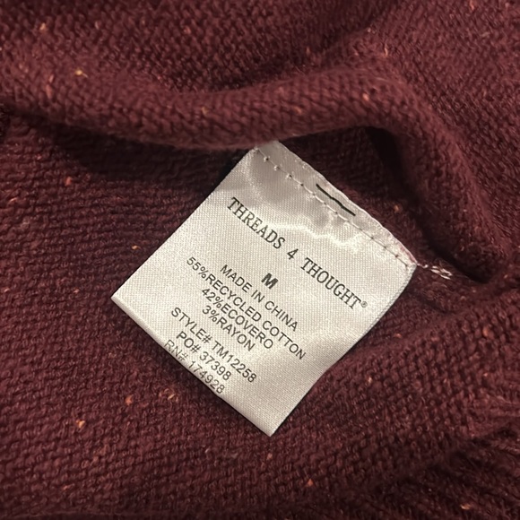 NWT Threads 4 Thought Burgundy Red Long Raglan Sleeve Crew Neck Sweater - Picture 5 of 5